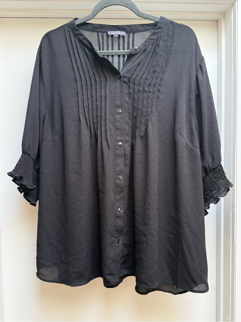 NYDJ Pleated Peasant Blouse